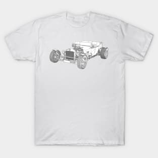 Ford Hotrod Red Vintage Wireframe T-Shirt